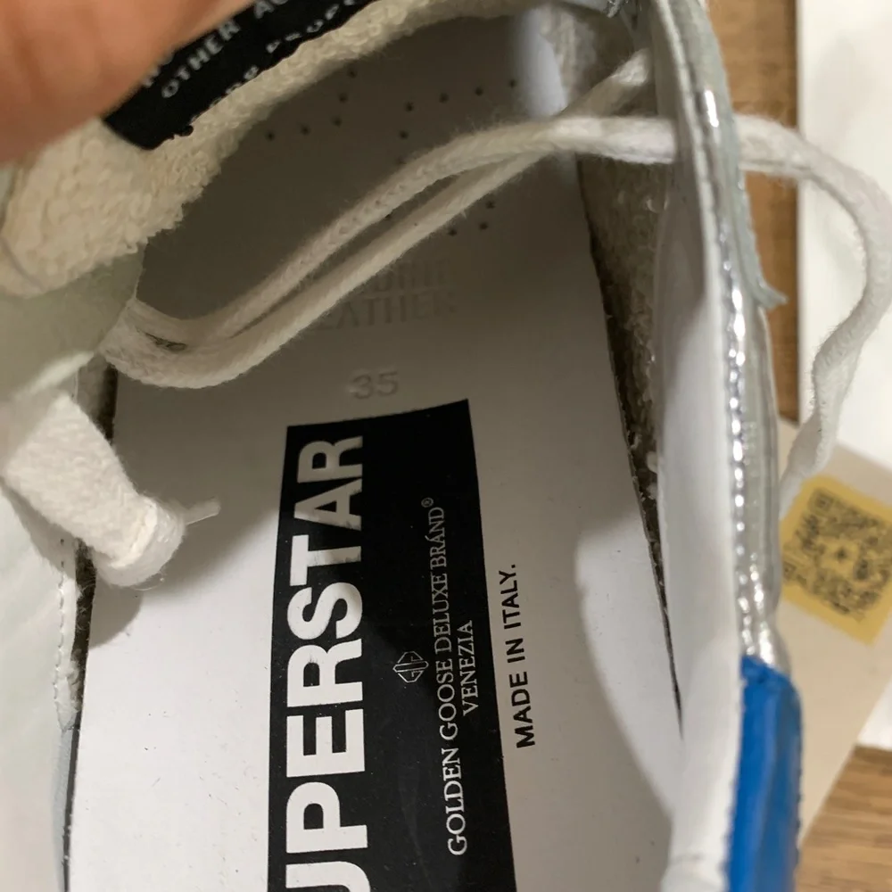 - NEW Golden Goose Superstar Sneaker Metallic Silver White Blue 0703 - Picture 4 of 6